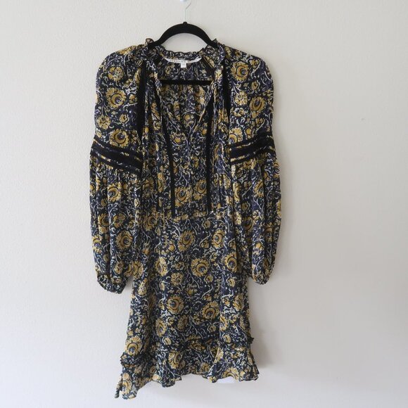Veronica Beard Black and Gold Floral Mini Dress - Picture 2 of 11